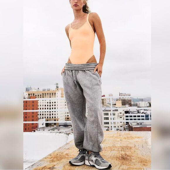 Free People Movement Sprint To The Finish Heather Grey Pants Sweatpants Small - Picture 1 of 10